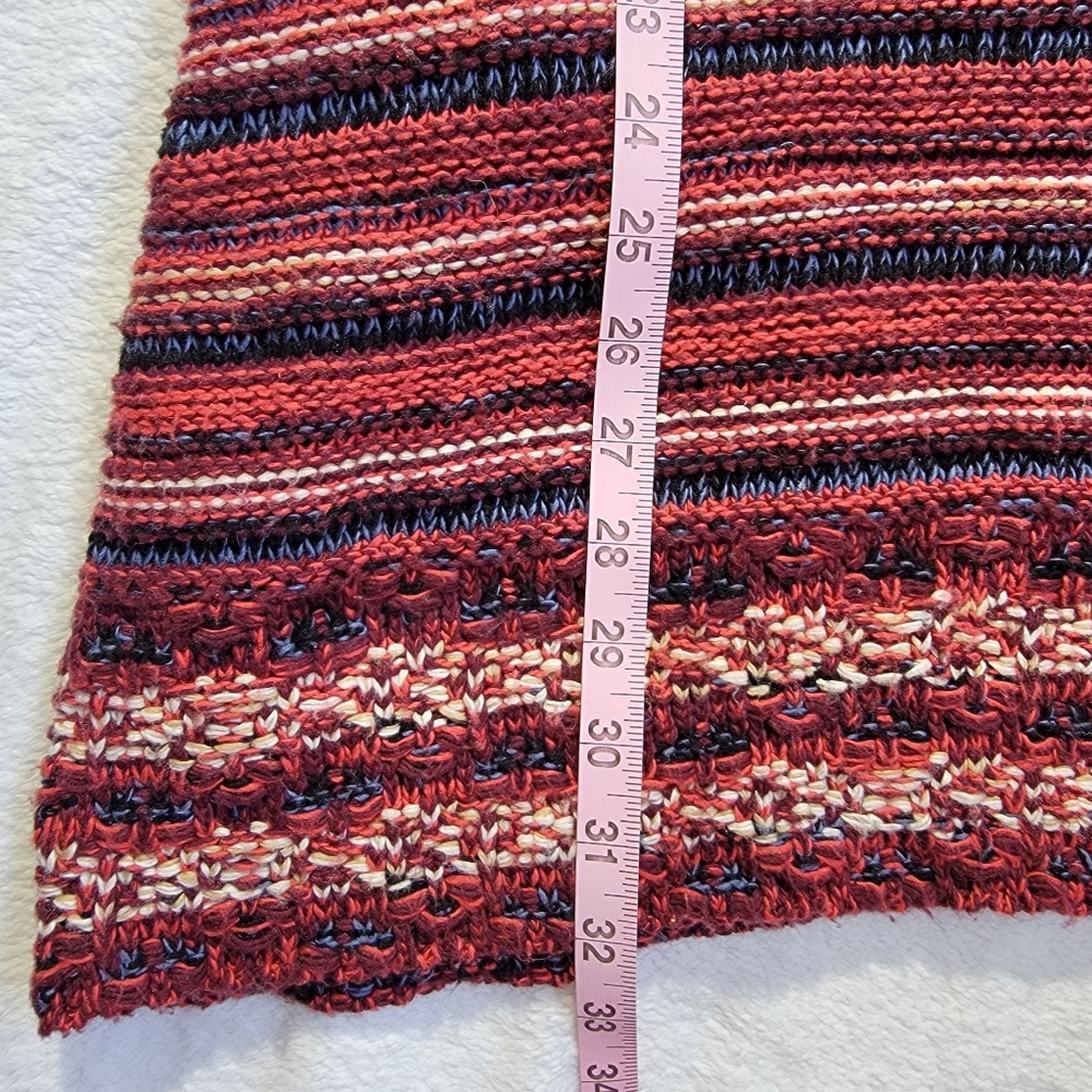Long Tall Sally Sahara Kimono Open Cardigan Red Striped Knit Boho Size L - Picture 10 of 11